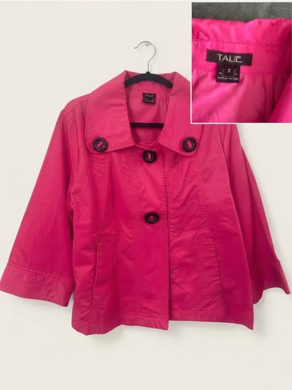 Talie Y2K Hot Pink Cropped Jacket Size S | A-Line Short Sleeve Peacoat